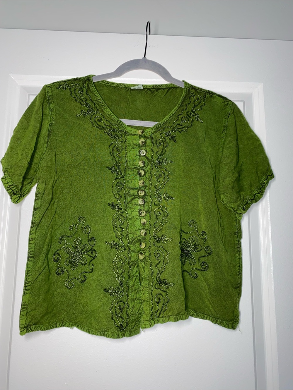 Bright Olive Green Viscose Blouse